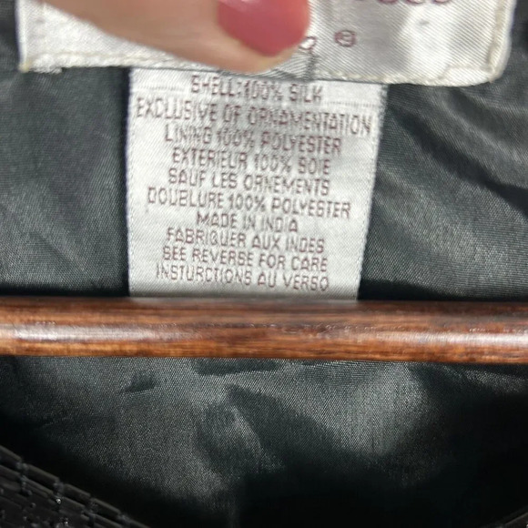 Adrianna Papell Evening Black‎ Silk Beaded Jacket M Sequins Formal Event Holiday - Picture 7 of 16